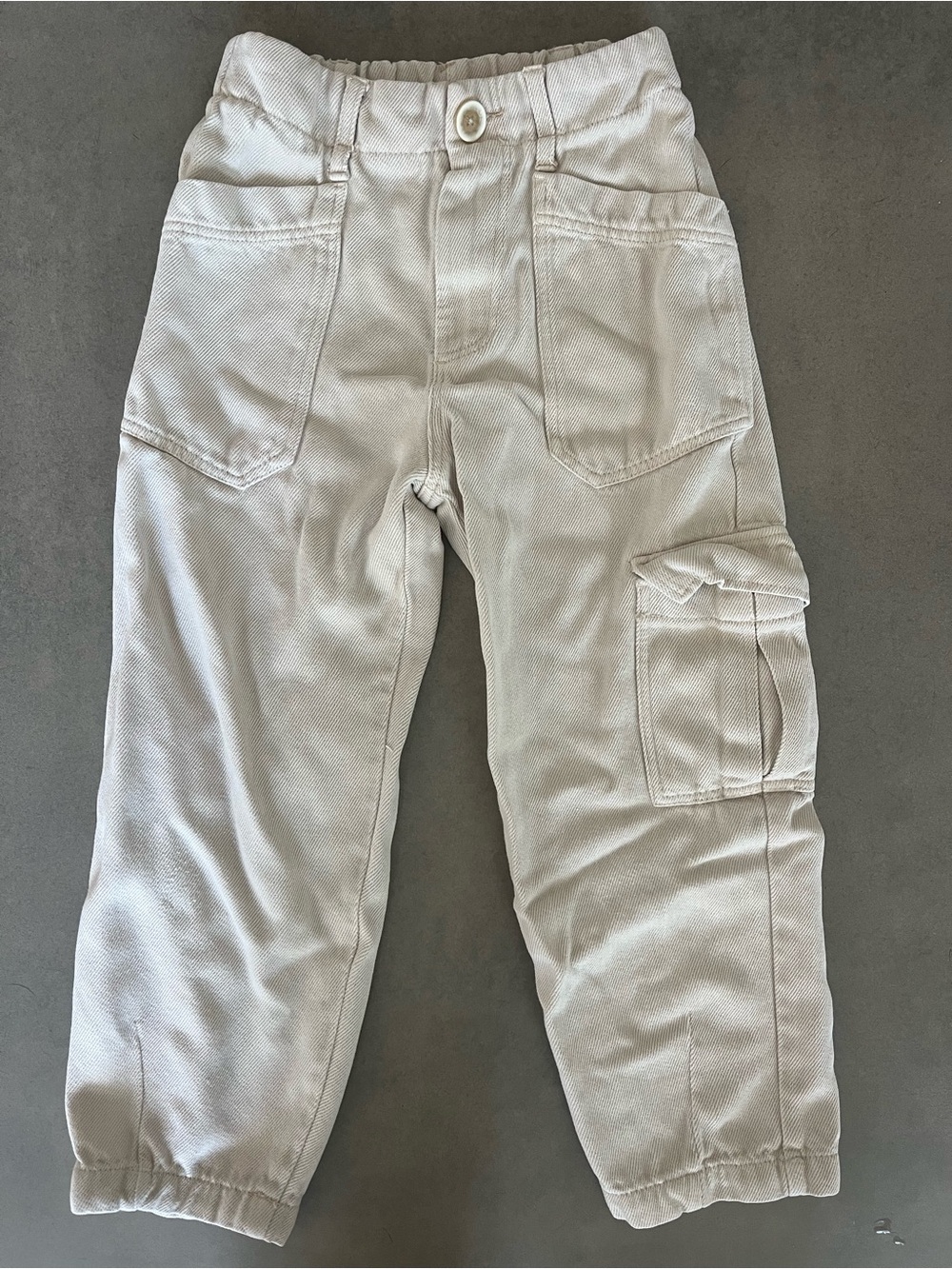 ZARA kids Casual Cargo Jogger Pants - Off-White - Size 8 - Like New